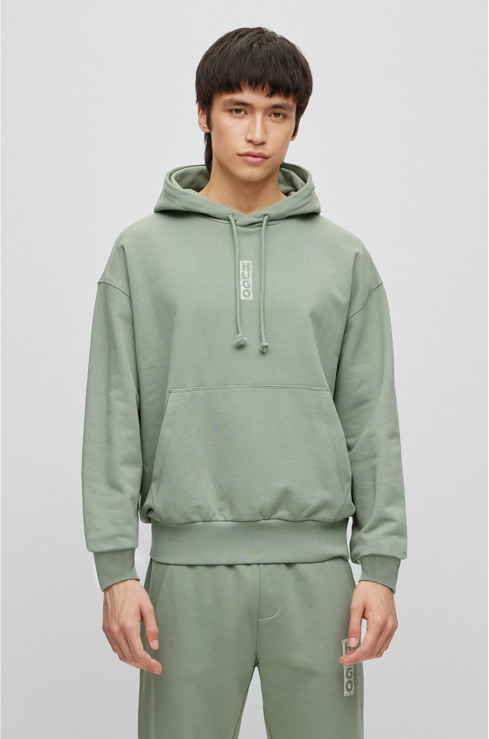 HUGO Herren Diushi Relaxed-Fit Hoodie aus Baumwolle mit Marker-Logos M Light/Pastel Green330, M Ligh