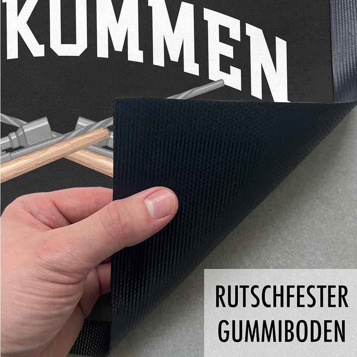 Trendation - Willkommen Fussmatte Grafik Schmutzfangmatte Geschenk Aussen Innenbereich 60x40 cm Wasc