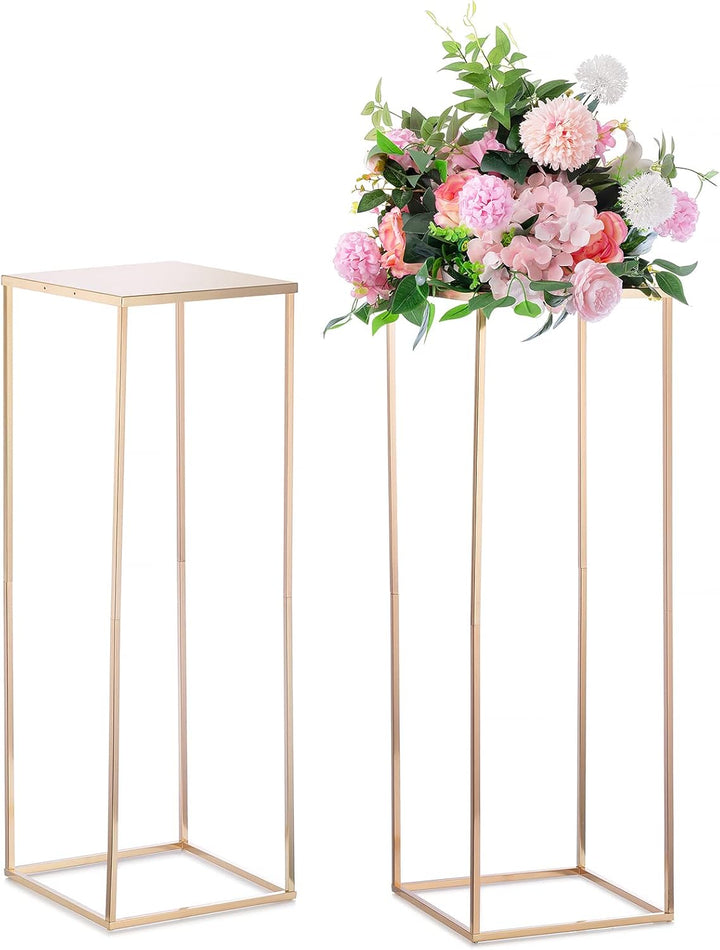 Nuptio Gold Vase für Hochzeit Tafelaufsätze - 2 Stück 80cm Hohe Metallblumenvasen Blumen Stehen für
