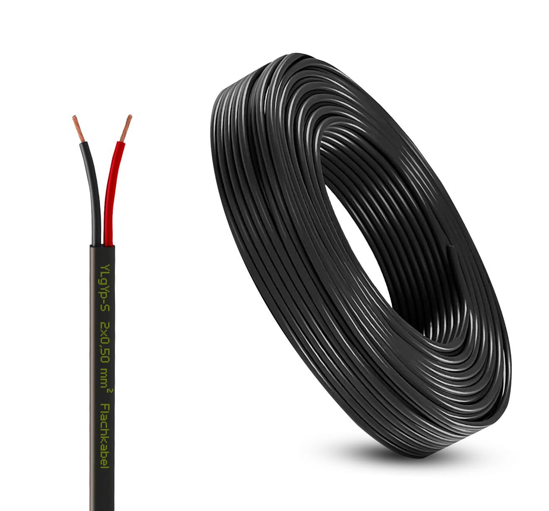 Fahrzeugleitung Anhängerkabel Rund oder Flach Kabel rot/schwarz 2X 0,75 1,0 1,5 mm² 2-adrig 6-24 Vol