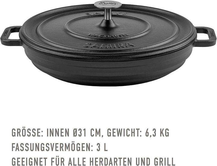Sallys 'Samira' Deluxe Gusseisentopf - Robustes und Hochwertiges Kochjuwel für Perfektes Garen - für