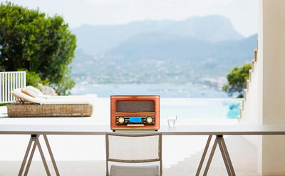 Nostalgie Kompaktanlage | Bluetooth | LCD Display | Retro Radio Holz mit CD Player | USB | Musikanla