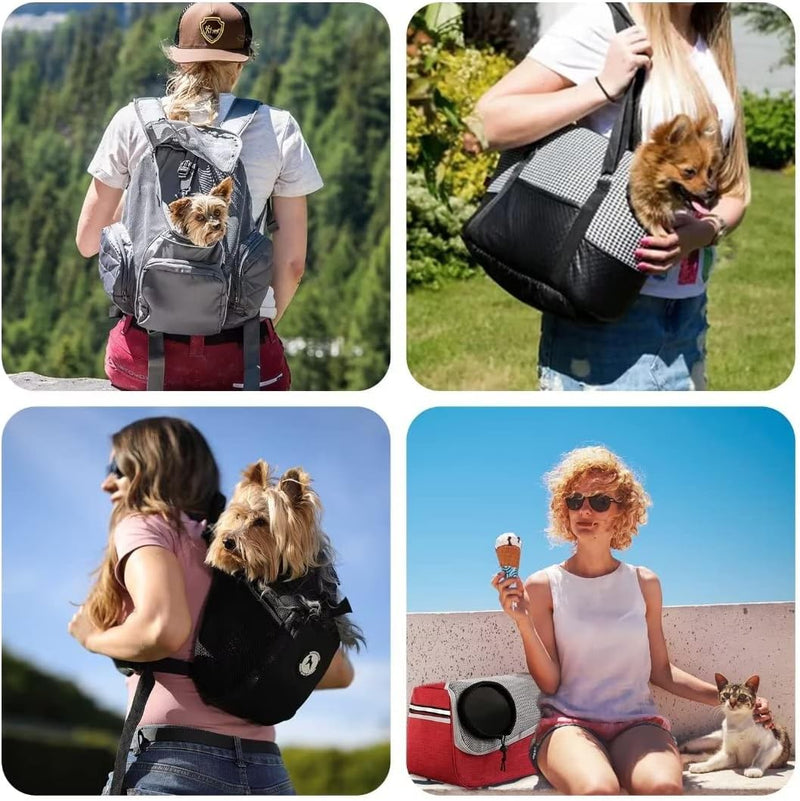 PETCUTE Hundetragetasche,Verstellbare Hundetasche Tragetuch mit Halsband Haken und Taschen,Atmungsak