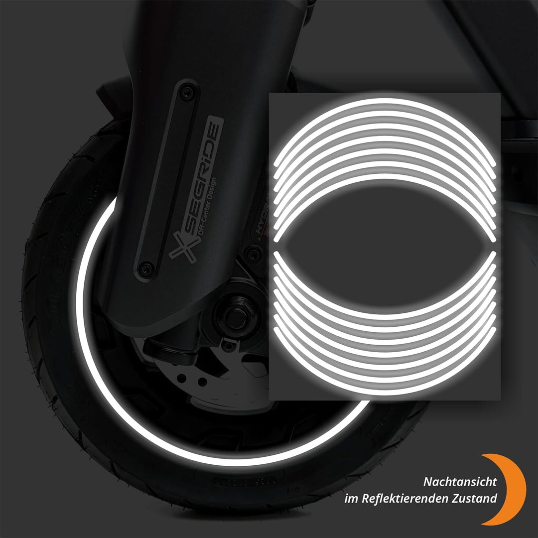 Felgenrand Aufkleber geeignet für Segway Ninebot MAX G3 D E-Scooter G3D Schwarz Reflektierend, Schwa