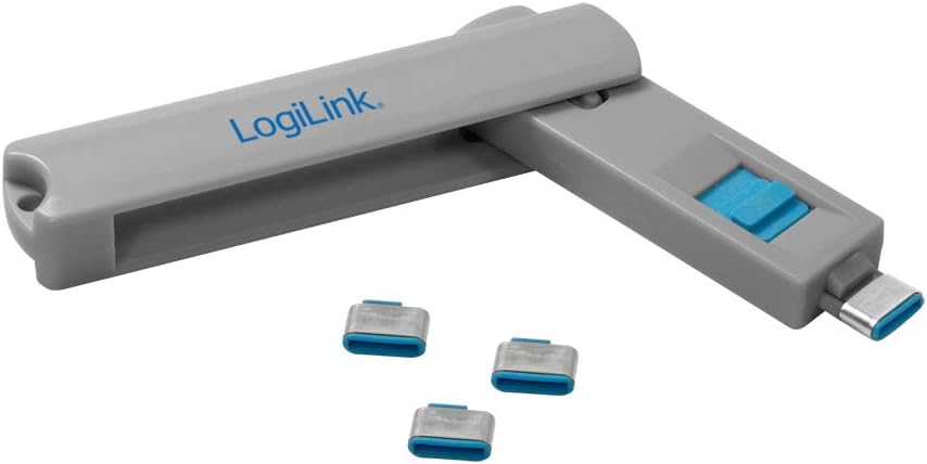 LogiLink AU0052 USB-C Port-Blocker (1x Schlüssel und 4X Schlösser), grau USB-C 1x Schlüssel, 4x Schl