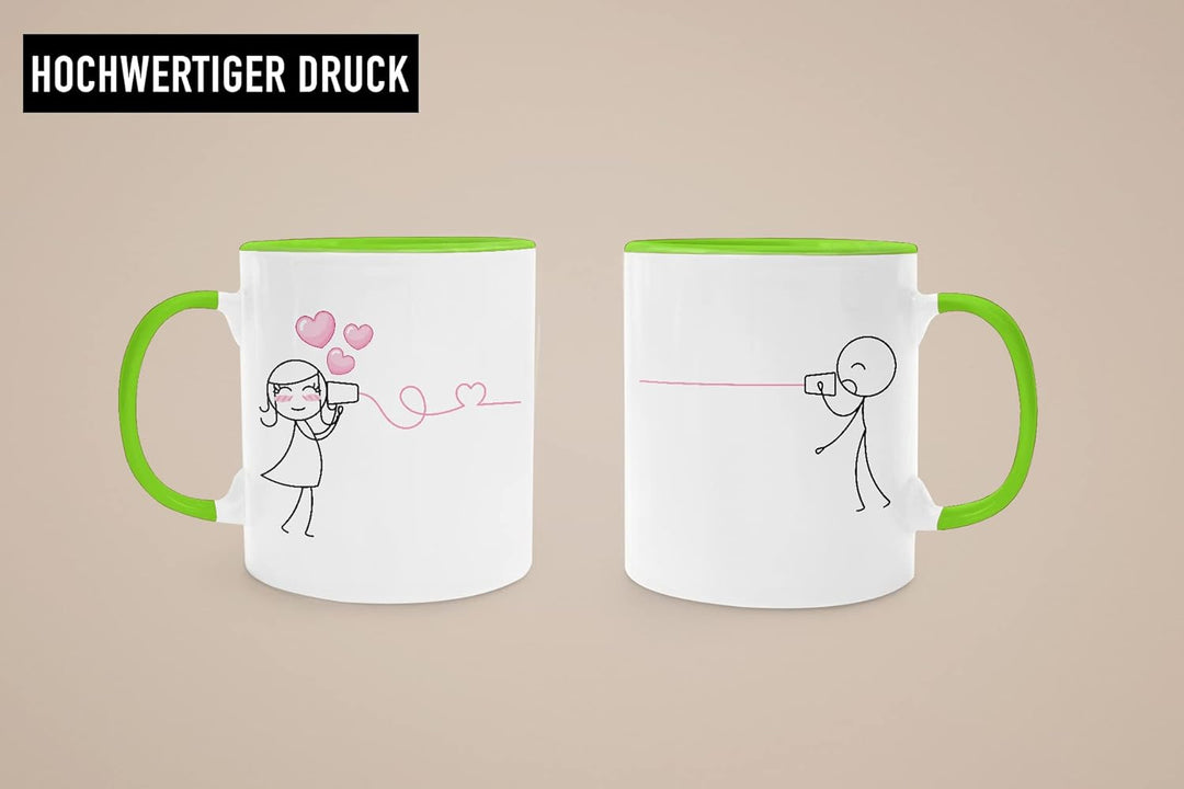 Trendation - Fernbeziehung Geschenk Tassen Set Partner Liebe Geschenk für Freundin Freund Liebesgest