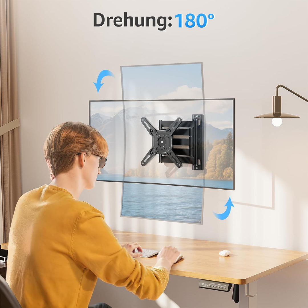 MOUNTUP 550mm Langarm TV Wandhalterung für 14-42 Zoll LED, LCD, OLED Fernseher oder Monitor, Schwenk