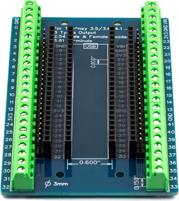 Kompatibel mit Teensy 3,5 / 3,6 / 4,1 Modul Breakout Board 48 Pin 3,81 mm Schraubklemmen-Erweiterung