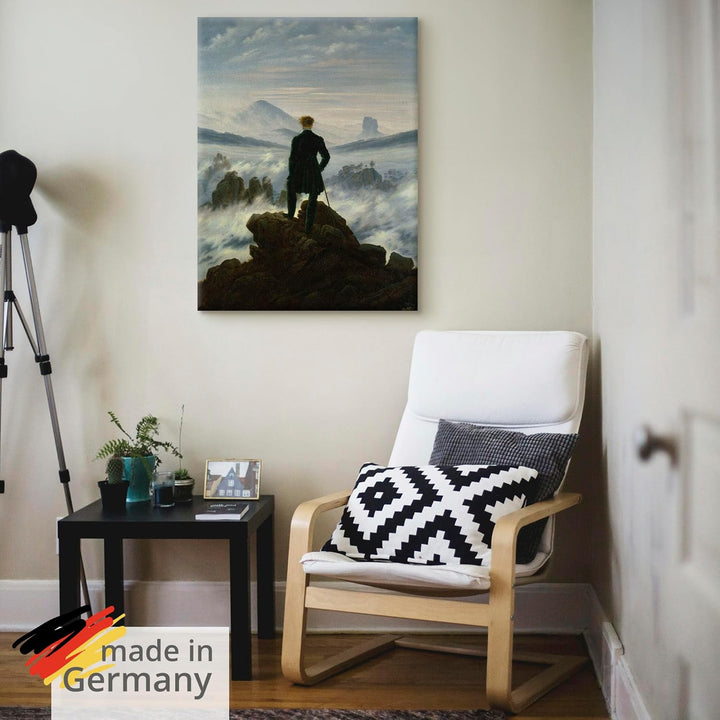 ARTland Leinwandbild Wandbild Bild auf Leinwand 45x60 cm Wanddeko Wandern Berge Wald Wolken Nebel De