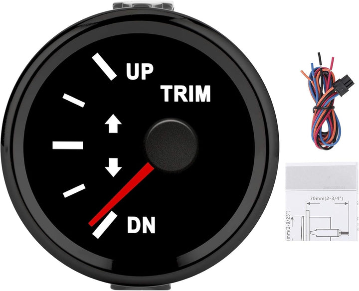 Trimmlehre IP67 Wasserdicht 9-32 V DC 52 Mm Boat Trim Balance Gauge Für Ship Yacht Marine(Schwarzer