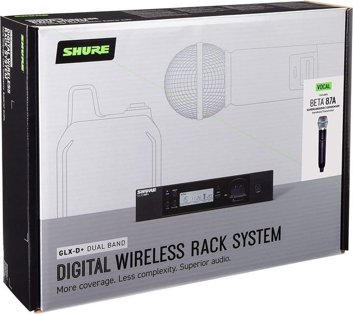 Shure GLXD24R+/B87A Dual Band Pro Digitales drahtloses Mikrofonsystem für Kirche, Karaoke, Gesang –