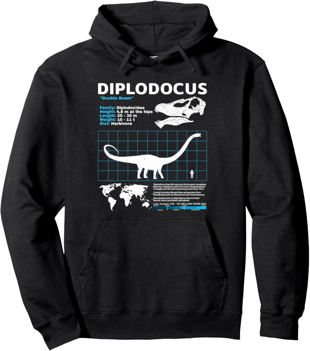 Diplodocus fact sheet Dinosaurier Fakten Pullover Hoodie