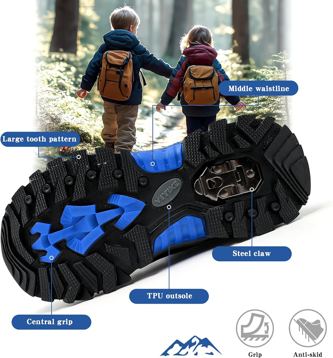 ASHION Jungen Winterschuhe Kinder Schneestiefel gefüttert und wasserdicht – rutschfeste Outdoor Wand