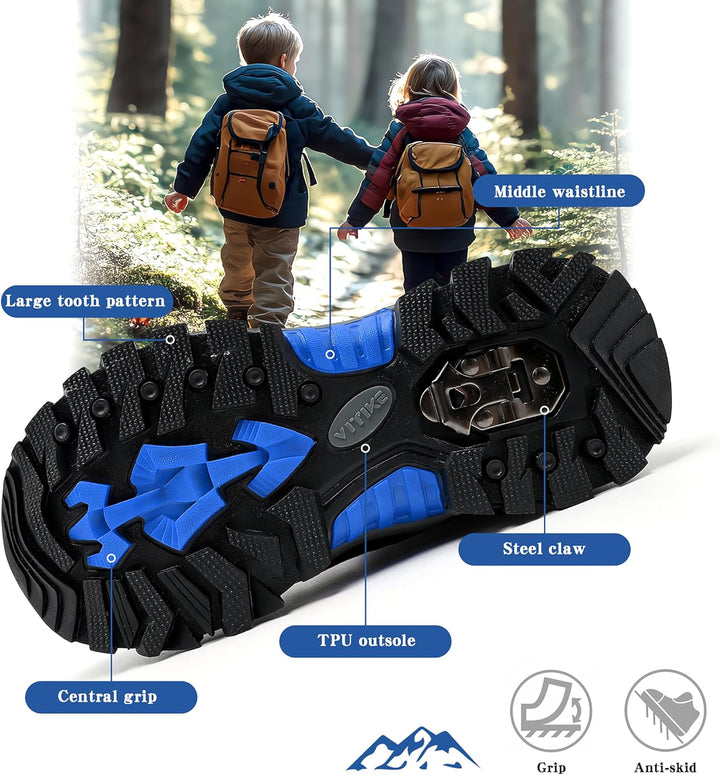 ASHION Jungen Winterschuhe Kinder Schneestiefel gefüttert und wasserdicht – rutschfeste Outdoor Wand
