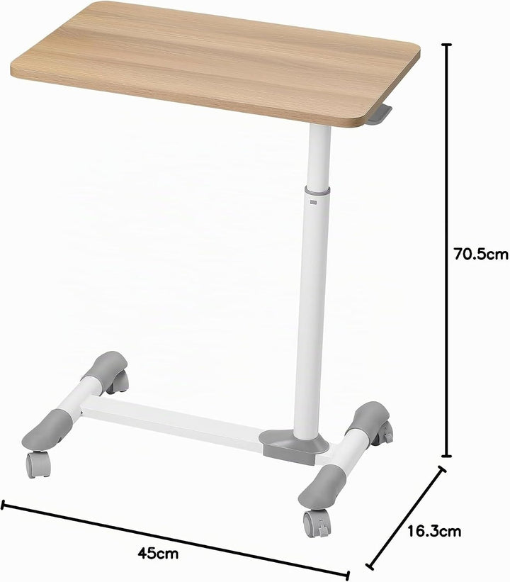 ETHU Betttisch auf Verriegelbaren Rollen Ergonomischer Mobiler Pflegetisch Höhenverstellbarer Laptop