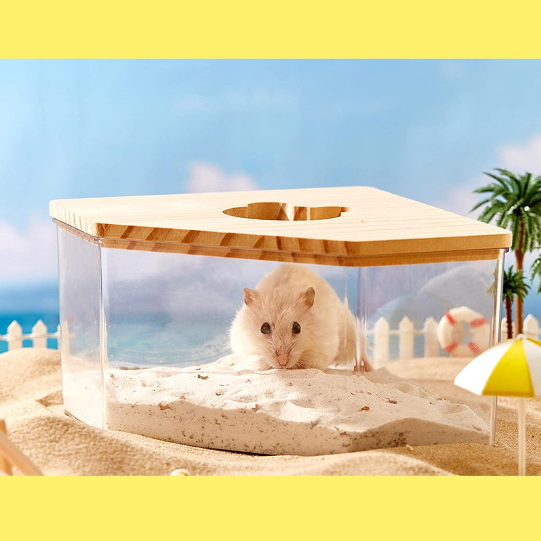 Milageto Hamster Sandbad Ecke, Hamster Toilette Klein, Transparenter 2-in-1 Bad & Toilettenschale au