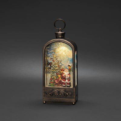 Konstsmide LED Wasserlaterne "Santa und Baum", braun, wassergefüllt, 5h Timer, 1 warm weisse Diode,