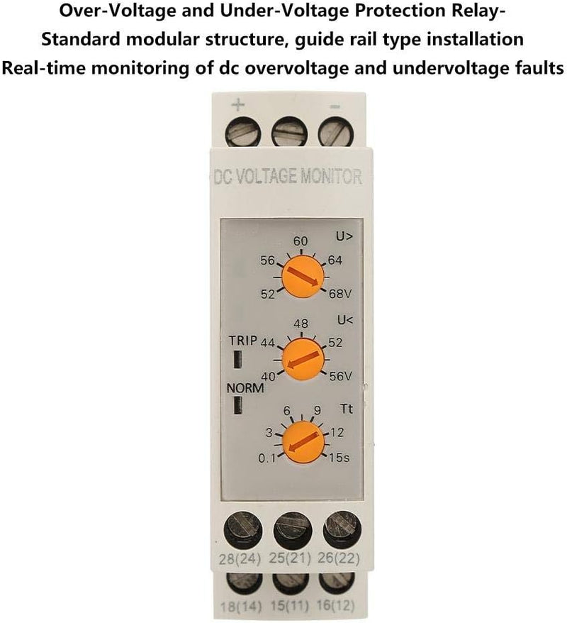 Fafeicy DC48V Überspannungs- und Unterspannungsschutzrelais Gleichstromkreis, 2 Sätze normalerweise