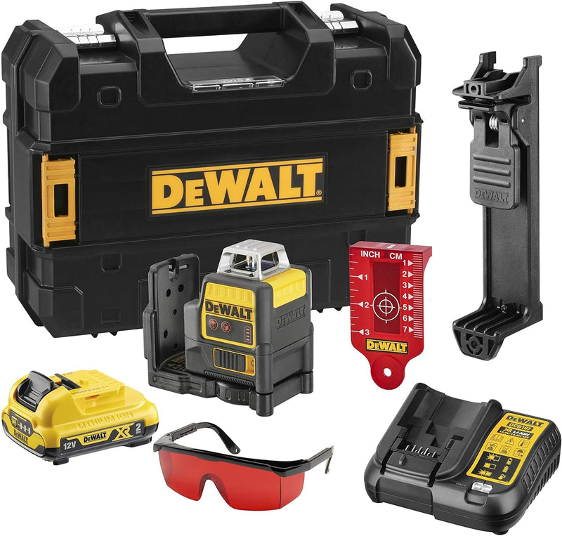 DeWalt Linienlaser (2x 360°, Laserdiode rot, 635 Nm, Laserklasse 2, Lasersichtbarkeit bis 20 m, inkl