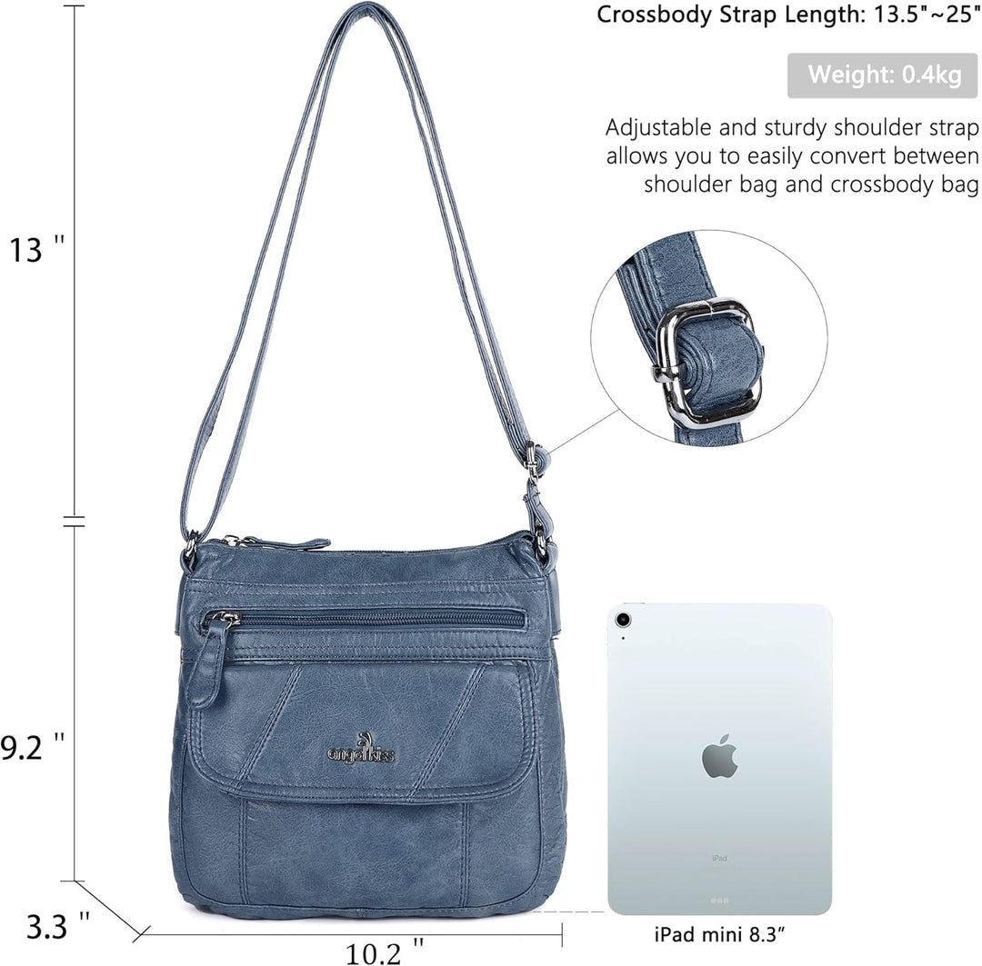 Angelkiss Kleine Damen-Umhängetasche, Leder, Schultertasche für Damen, Hobo-Tasche mit verstellbarem