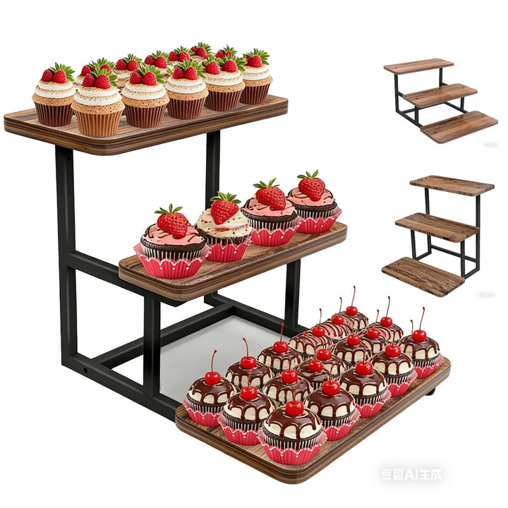 3 Etagen Etagere Tortenständer/Cupcake Ständer aus Holz | Kuchenplatte Kuchenständer Halter Serviers