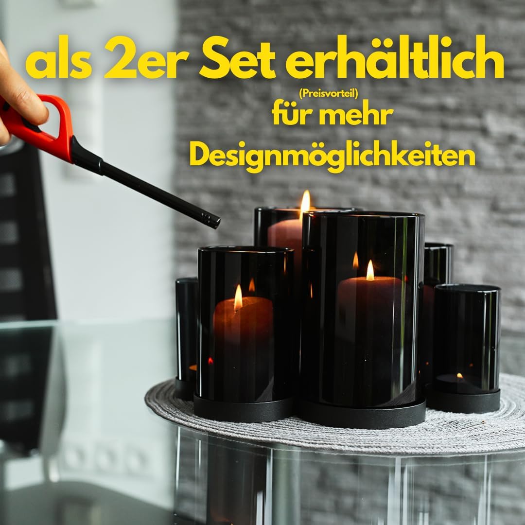 CeleBig® Windlicht 1er Set (3 Gläser) mit Meereslicht-Effekt | Lichtermeer | Kerzenhalter mit Windli