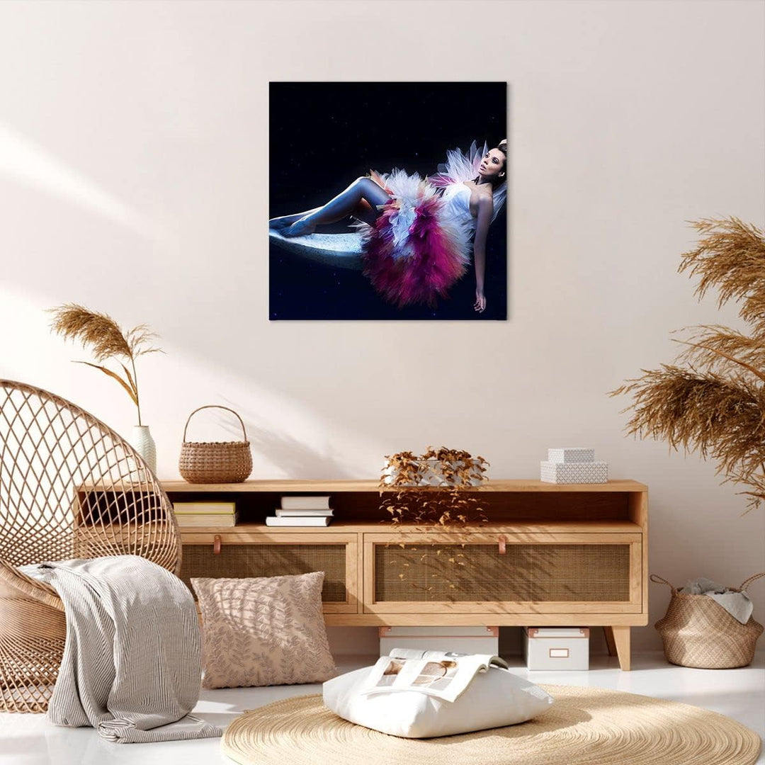 Bilder auf Leinwand Frau Geheimnis Kleid elegant Leinwandbild 60x60cm Wandbilder Dekoration Wohnzimm