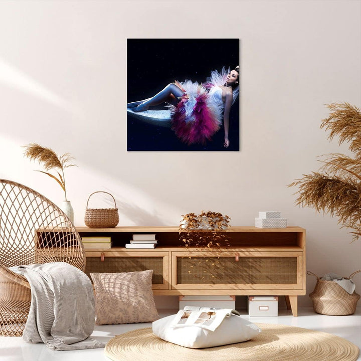 Bilder auf Leinwand Frau Geheimnis Kleid elegant Leinwandbild 60x60cm Wandbilder Dekoration Wohnzimm