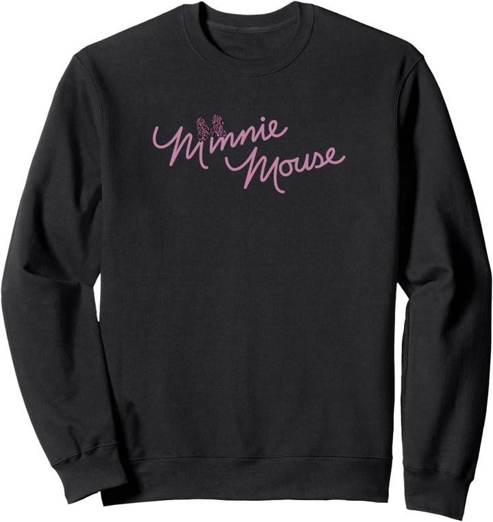 Disney Minnie Mouse Script With Cheetah Print Bow Sweatshirt