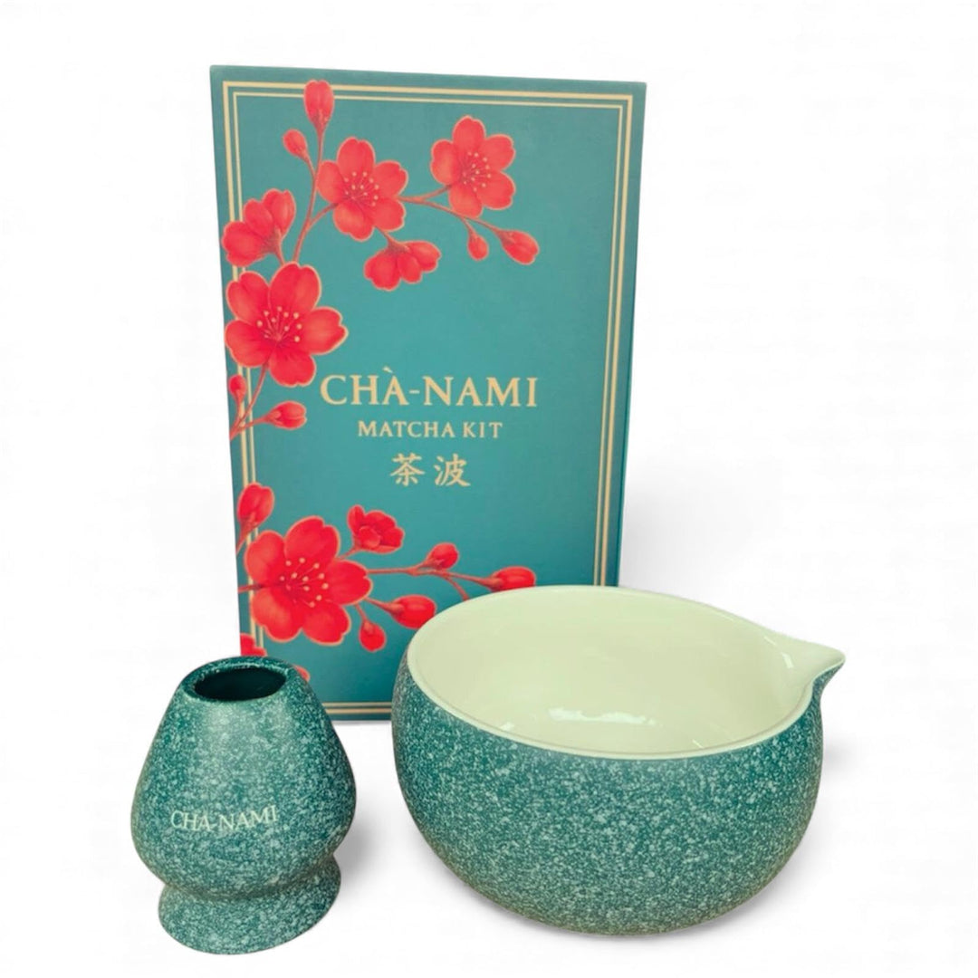 Matcha Set mit Keramik Schale – Japanisches Matcha Ritual Set mit Chasen Halter, Anleitung & Geschen