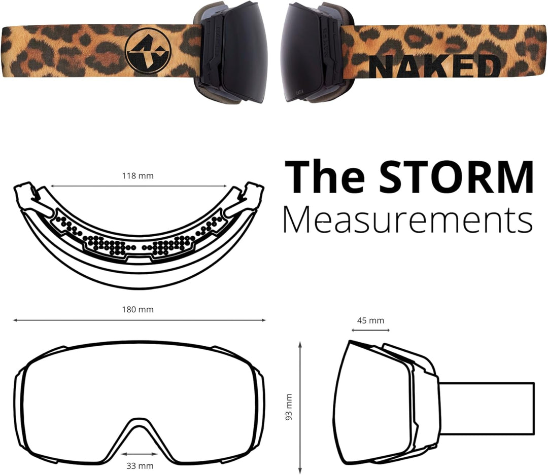 NAKED Optics® Skibrille Snowboard Brille für Damen und Herren - Verspiegelt mit Magnet-Wechselsystem