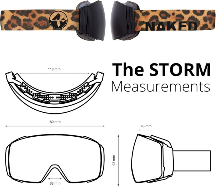 NAKED Optics® Skibrille Snowboard Brille für Damen und Herren - Verspiegelt mit Magnet-Wechselsystem