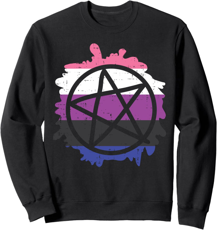 Pentagram Satanic Goth LGBTQ Genderfluid Flag Non-Binary Sweatshirt