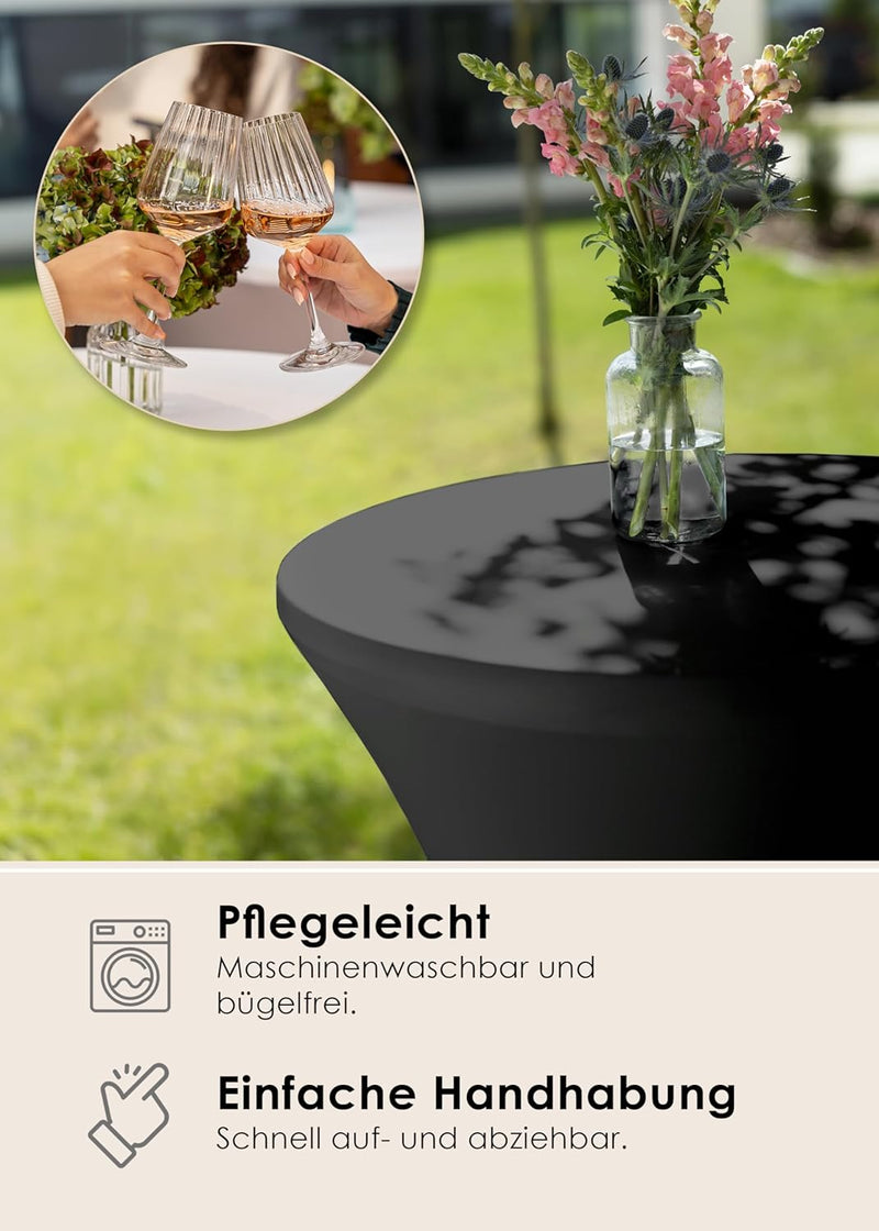 Gräfenstayn 2er-Set Stretch Stehtischhusse Diana mit Öko-Tex Siegel, Verstärkung im Fussbereich, in