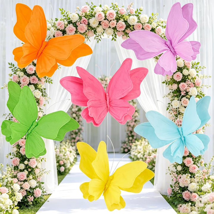 Easy Joy 6 Stück 3D Papier Schmetterling Deko,Schmetterling mit Befestigungsclip,Bunte Falter Sommer