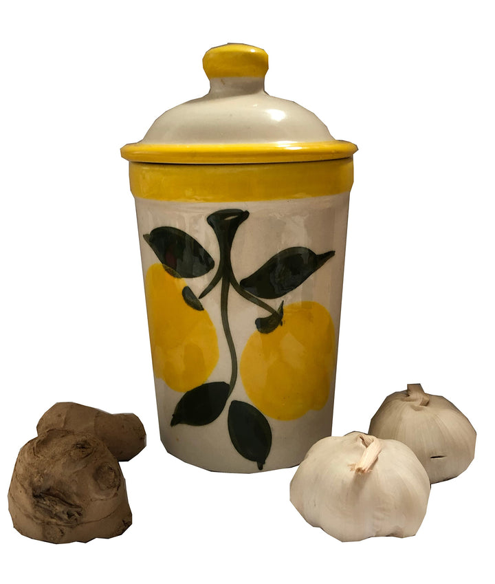 Zitrone Design Knoblauch Torhüter Topf (No 1 Lemon design garlic keeper pot)