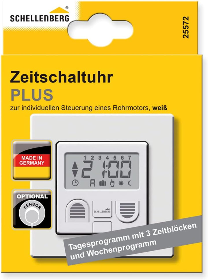 Schellenberg 25572 Zeitschaltuhr PLUS zur Rolladensteuerung mit Display, Wandtaster für Unterputzmon