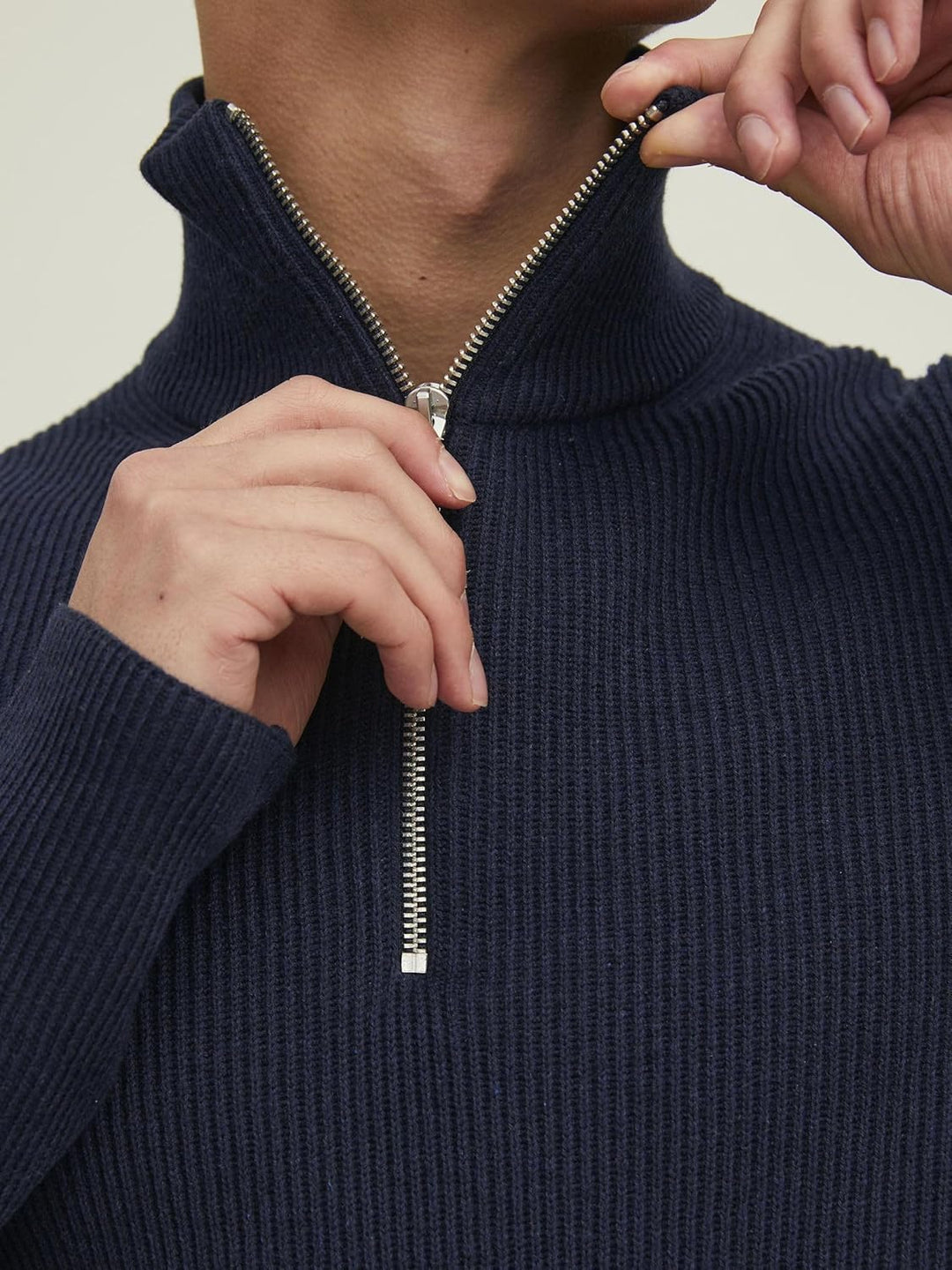 JACK & JONES Herren Jprperfect Knit Half Zip Sn Pullover Sweater M Maritime Blue/Detail:maritime Nav