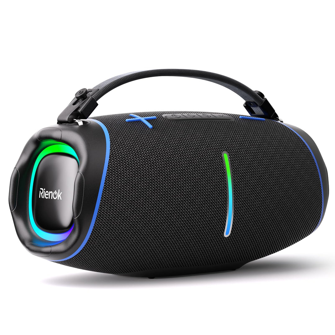 RIENOK 100W Bluetooth Lautsprecher mit 2+2 Channel, 30 Std. Laufzeit Musikbox Support USB TF und AUX