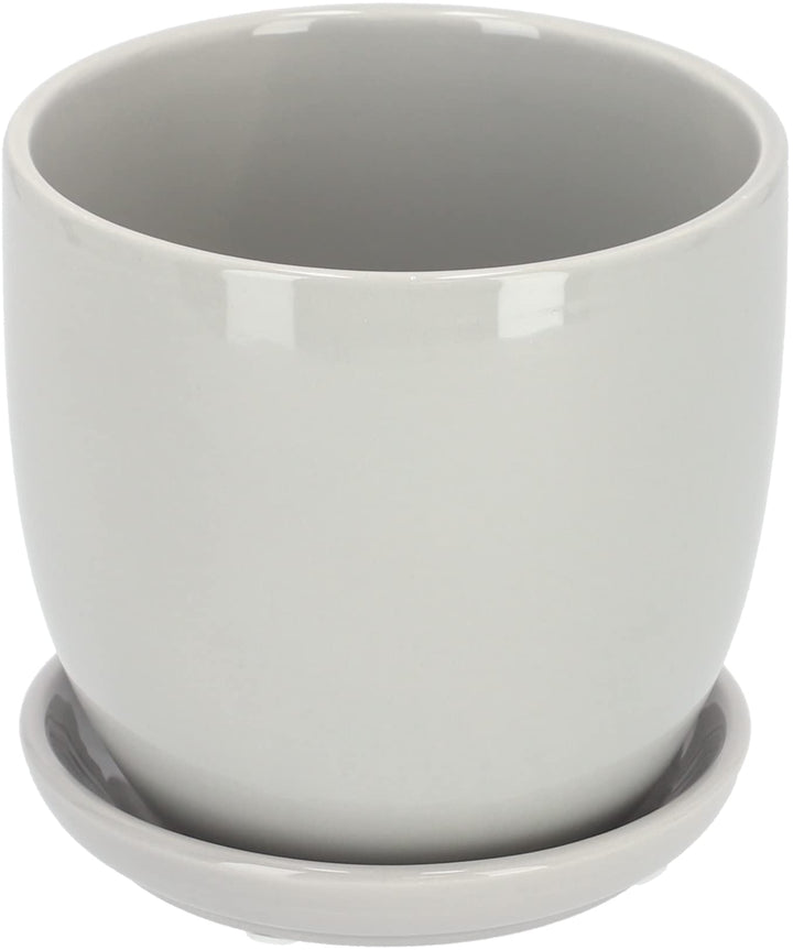 KOTARBAU® Keramik Blumentopf Übertopf für Blumen Pflanzen ⌀ 20 cm mit Tropfschale Grau ⌀ 20 mm Grau,