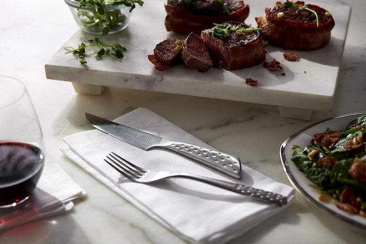 Weber 17077 Deluxe Steakbesteck Set, 4-teilig, Edelstahl, gezahnte Klinge, Silber