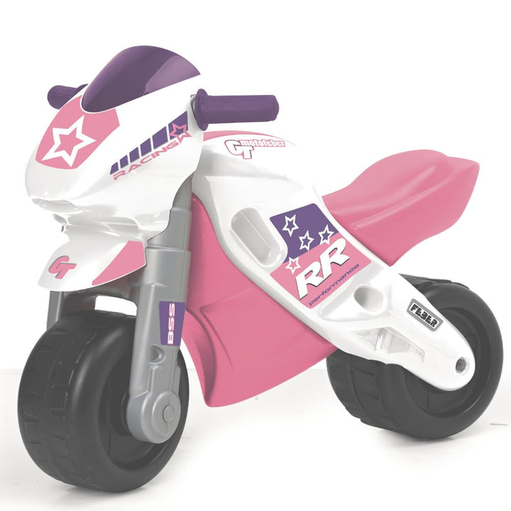 FEBER - Motofeber 2 Racing Pink, rosafarbenes Kinderfahrzeug mit Helm und breiten Rädern für Stabili
