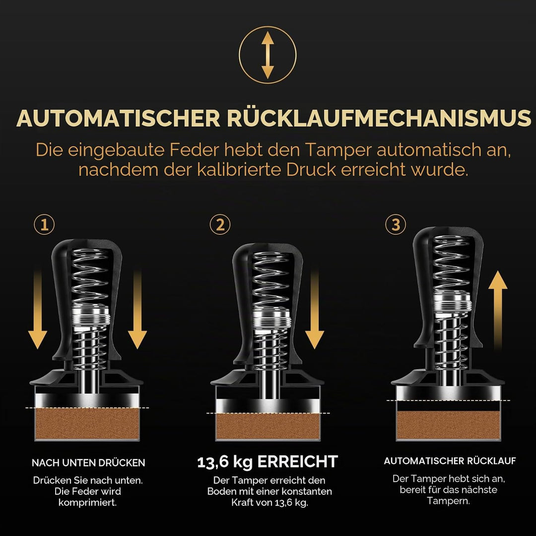 IKAPE 51mm Espresso Tamper, Premium Barista Kaffee Tamper mit kalibrierten Feder belastet, 100% Edel