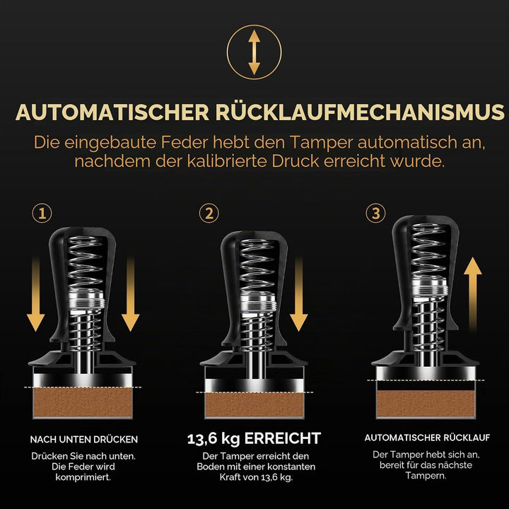 IKAPE 51mm Espresso Tamper, Premium Barista Kaffee Tamper mit kalibrierten Feder belastet, 100% Edel