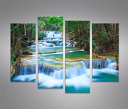 islandburner Bild Bilder auf Leinwand Wasserfall V2 Natur Landschaft 4er XXL Poster Leinwandbild Wan