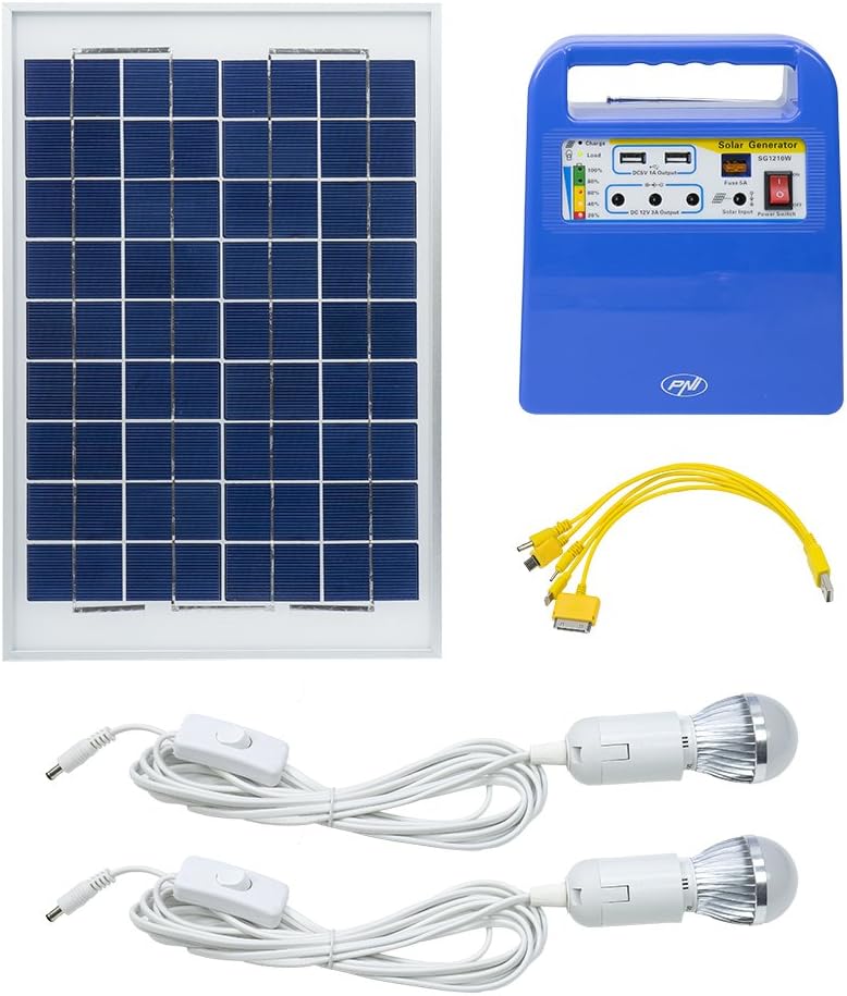 PNI Solarpanel Tragbarer Solarstrom-Stromerzeuger Greenhouse H01 30W mit 12V / 7Ah Batterie, USB/Rad