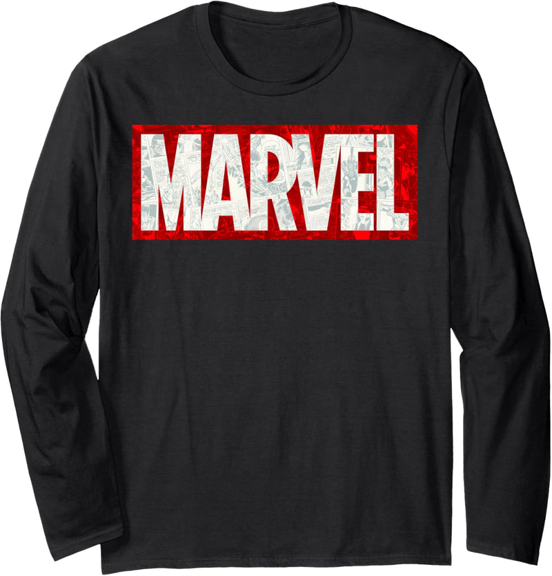 Marvel Comic Strip Logo Fill Langarmshirt
