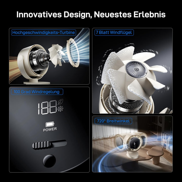 Quiet Clip Ventilator mit 100 Geschwindigkeitsstufen Drehschalter, Leiser Digitaldisplay Tragbarer V