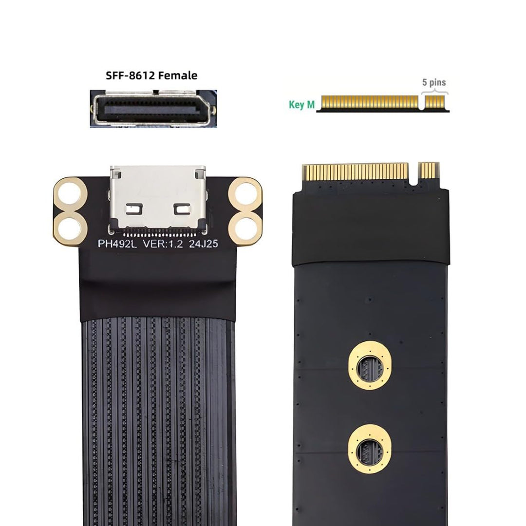 chenyang Oculink SFF-8612 zu PCI-E 4.0 NVME M.2 M-Key Host Ribbon Flex Verlängerungskabeladapter unt