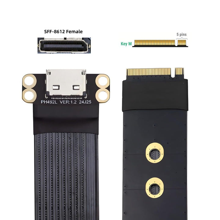 chenyang Oculink SFF-8612 zu PCI-E 4.0 NVME M.2 M-Key Host Ribbon Flex Verlängerungskabeladapter unt